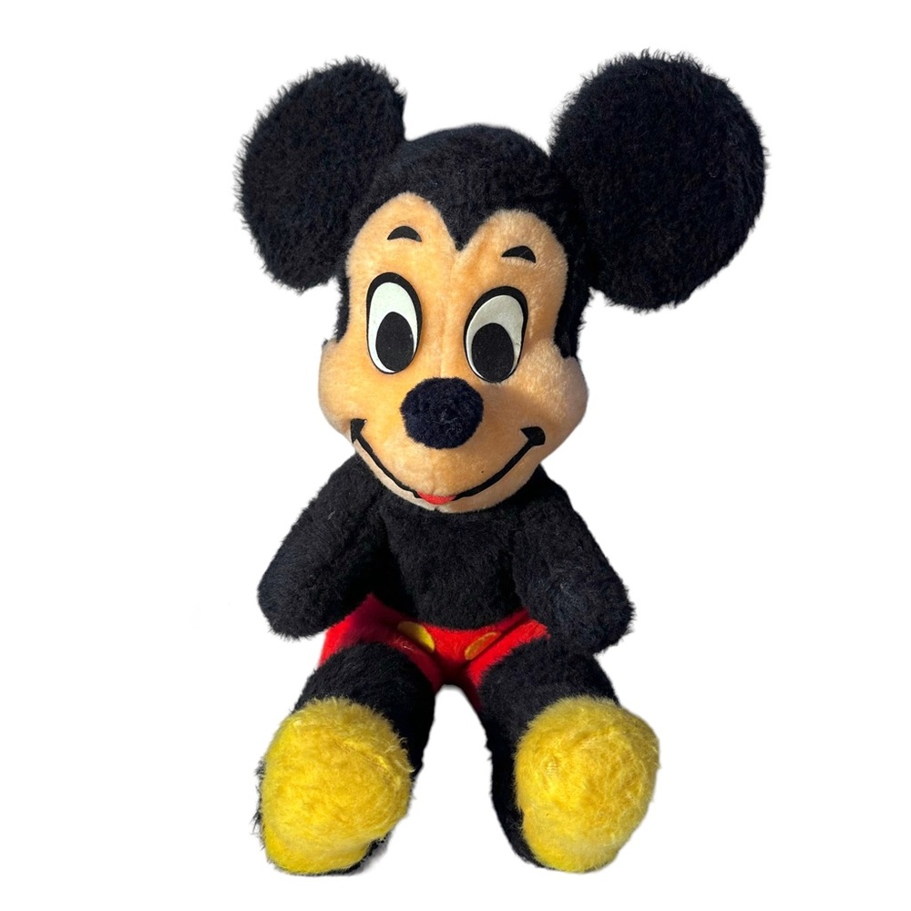 Vintage Mickey Mouse Walt Disney Co 1950's Plush Stuffed Toy Sitting 14 Inches